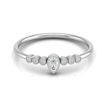 Pear Shaped Lab Grown Diamond Halo Minimal Promise Ring - HIGHCARAT DIAMONDS