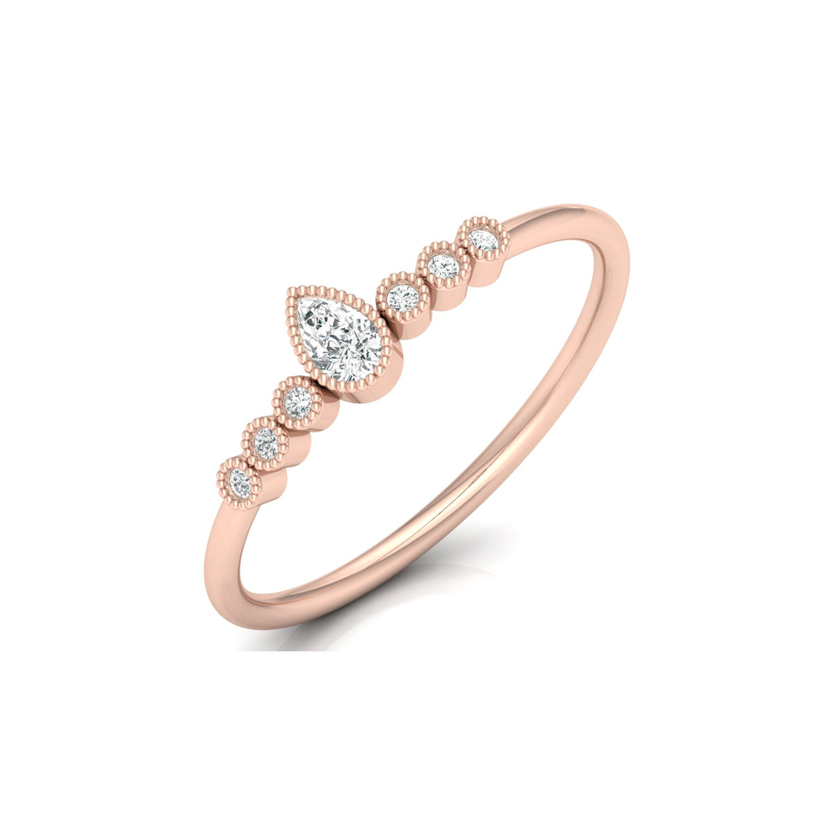 Pear Shaped Lab Grown Diamond Halo Minimal Promise Ring - HIGHCARAT DIAMONDS