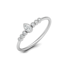 Pear Shaped Lab Grown Diamond Halo Minimal Promise Ring - HIGHCARAT DIAMONDS