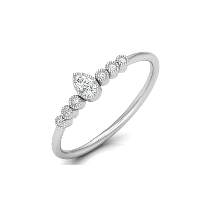 Pear Shaped Lab Grown Diamond Halo Minimal Promise Ring - HIGHCARAT DIAMONDS