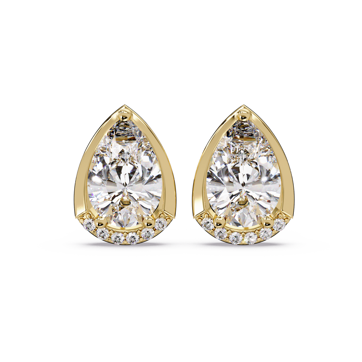 Pear Shaped Lab Grown Diamond Stud Bezel Set Earrings - HIGHCARAT DIAMONDS