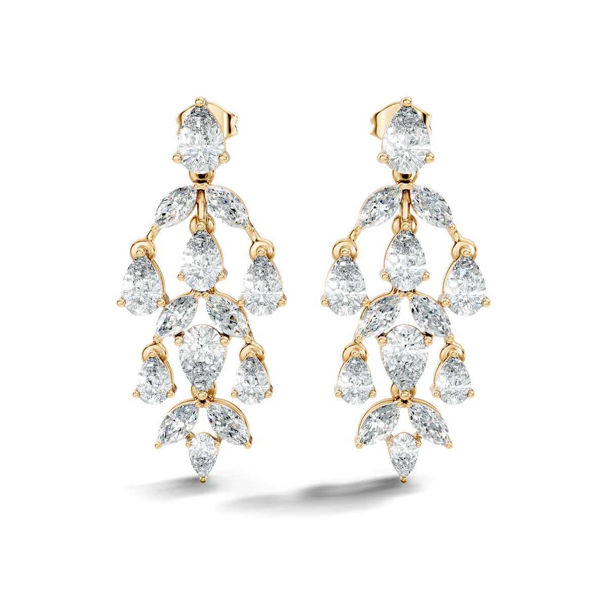 6.38 Ct Pear & Marquise Lab Grown Diamond Earrings in 14K White Gold - HIGHCARAT DIAMONDS