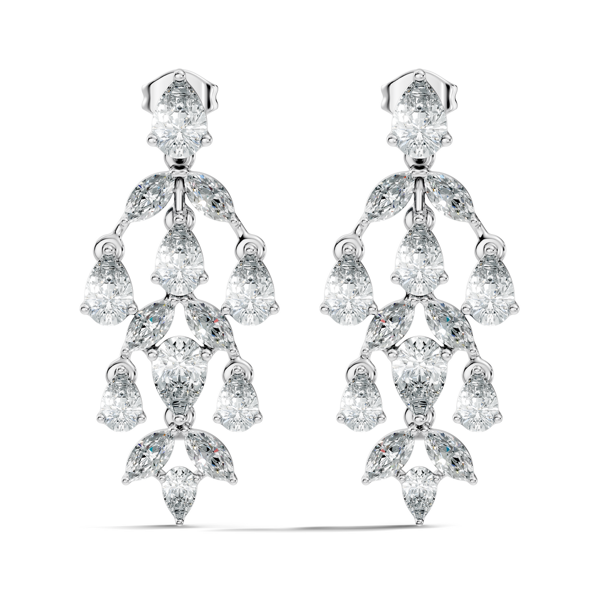 6.38 Ct Pear & Marquise Lab Grown Diamond Earrings in 14K White Gold - HIGHCARAT DIAMONDS