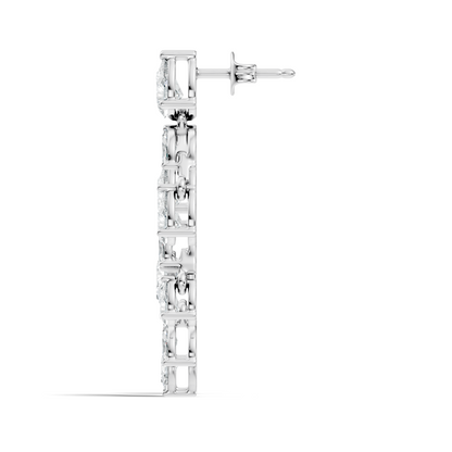 6.38 Ct Pear & Marquise Lab Grown Diamond Earrings in 14K White Gold - HIGHCARAT DIAMONDS