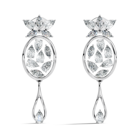 3.96 Ct Pear & Marquise Gold Drop Earrings 