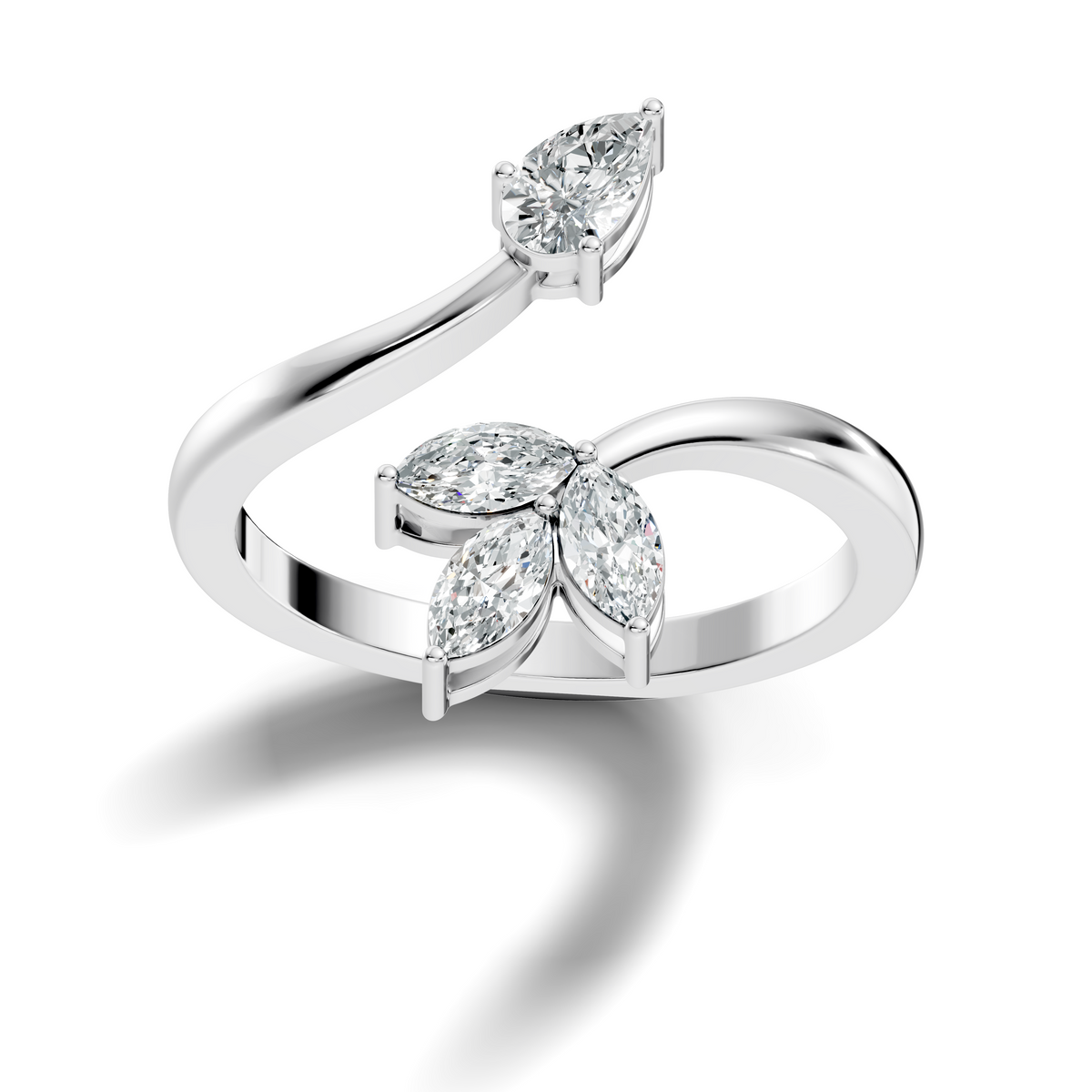 Marquise and Pear Cut Lab Grown Diamond Unique Delicate Vintage Bypass Dainty Party Wear Ring For Women's - HIGHCARAT DIAMONDS