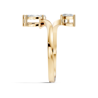 Marquise and Pear Cut Lab Grown Diamond Unique Delicate Vintage Bypass Dainty Party Wear Ring For Women's - HIGHCARAT DIAMONDS