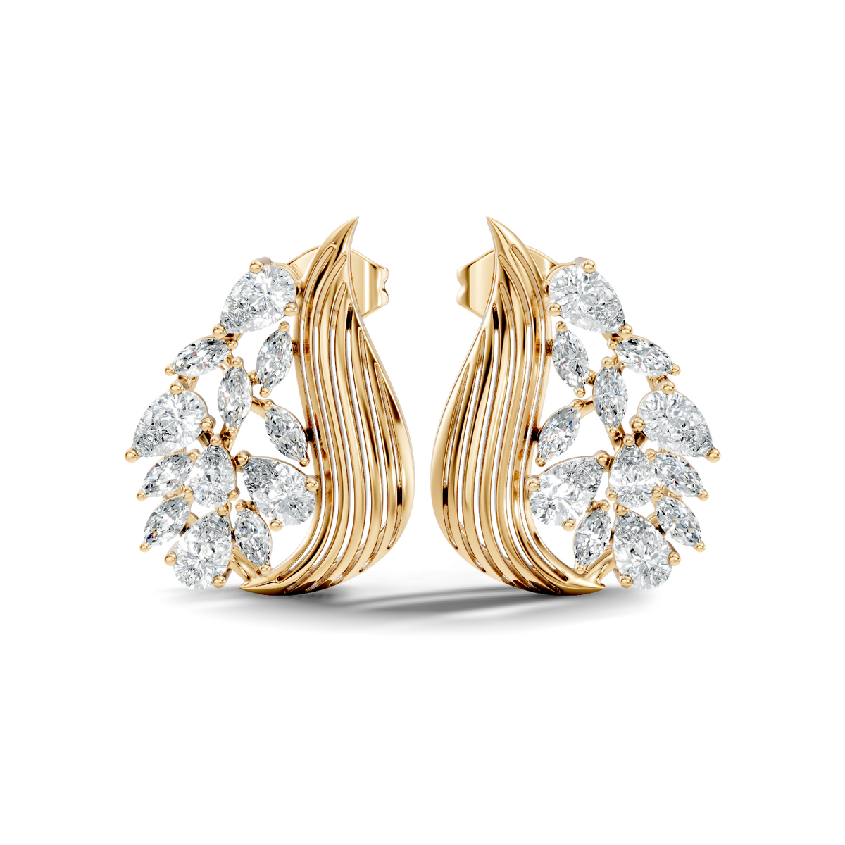 marquise & Pear Shape 2.05 Ct Lab grown & Natural Diamond 14k Solid White Gold Fantastic Classic Studs Earrings - HIGHCARAT DIAMONDS
