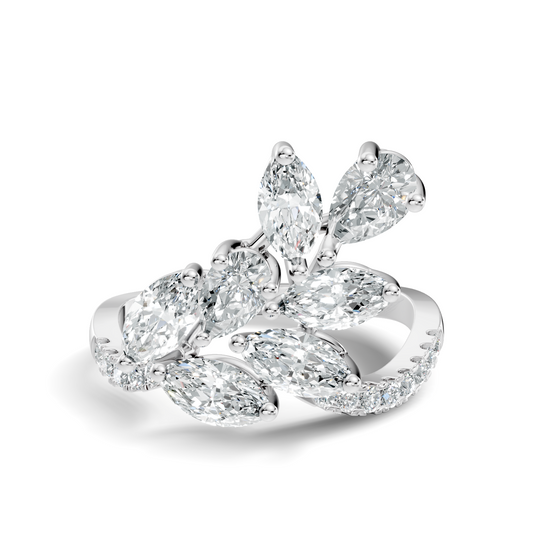 Pear, Marquise and Round Cut 1.88Ct Lab Grown Diamond Vintage Prong Set Dainty Wedding Wear Ring - HIGHCARAT DIAMONDS