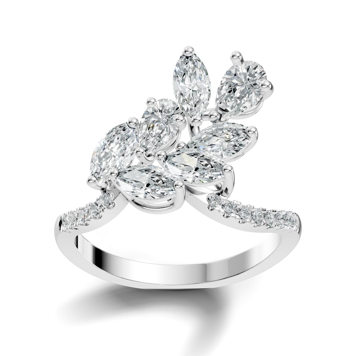 Pear, Marquise and Round Cut 1.88Ct Lab Grown Diamond Vintage Prong Set Dainty Wedding Wear Ring - HIGHCARAT DIAMONDS