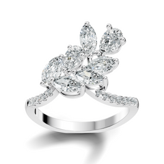 Pear, Marquise and Round Cut 1.88Ct Lab Grown Diamond Vintage Prong Set Dainty Wedding Wear Ring - HIGHCARAT DIAMONDS