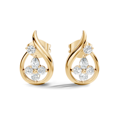 Affordable Pear And Round Cut Diamond Vintage Stud Earring Gift For Women's In 14K Solid White Gold Earring - HIGHCARAT DIAMONDS