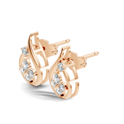 Affordable Pear And Round Cut Diamond Vintage Stud Earring Gift For Women's In 14K Solid White Gold Earring - HIGHCARAT DIAMONDS