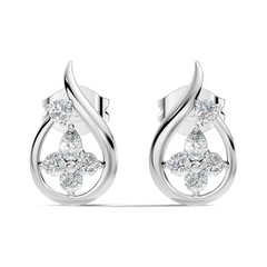 Affordable Pear And Round Cut Diamond Vintage Stud Earring Gift For Women's In 14K Solid White Gold Earring - HIGHCARAT DIAMONDS