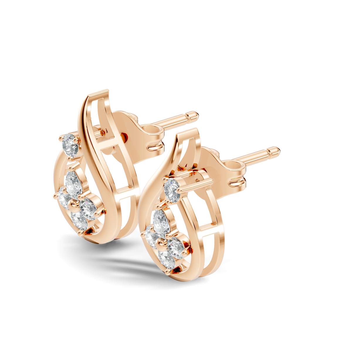 Minimalist Pear Or Round Cut Diamond Stud Earring Vintage  Affordable Stud Earring Gift For Women's In 18K Solid yellow Gold - HIGHCARAT DIAMONDS