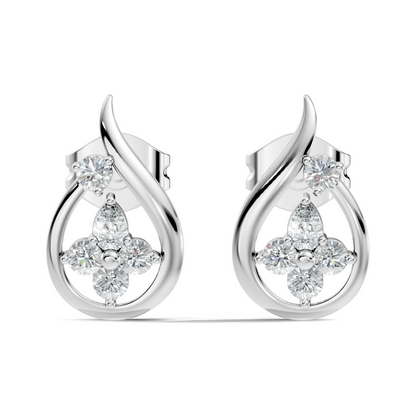 Minimalist Pear Or Round Cut Diamond Stud Earring Vintage  Affordable Stud Earring Gift For Women's In 18K Solid yellow Gold - HIGHCARAT DIAMONDS