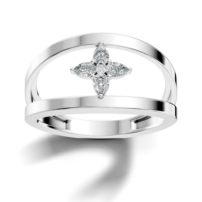 Round and Pear Cut White Colorless Diamond Unique vintage Classic Dainty Party Wear Ring For Women's - HIGHCARAT DIAMONDS