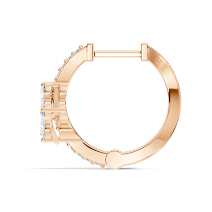 Pear and Round Cut Lab Grown Diamond Hinged Hoop Earring