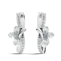 Pear and Round Cut Lab Grown Diamond Hinged Hoop Earring