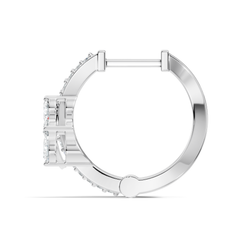 Pear and Round Cut Lab Grown Diamond Hinged Hoop Earring