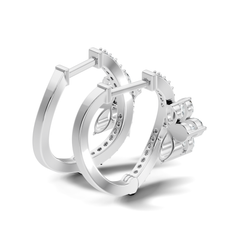 Pear and Round Cut Lab Grown Diamond Hinged Hoop Earring