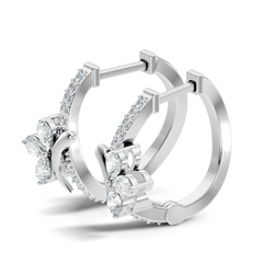Pear and Round Cut Lab Grown Diamond Hinged Hoop Earring