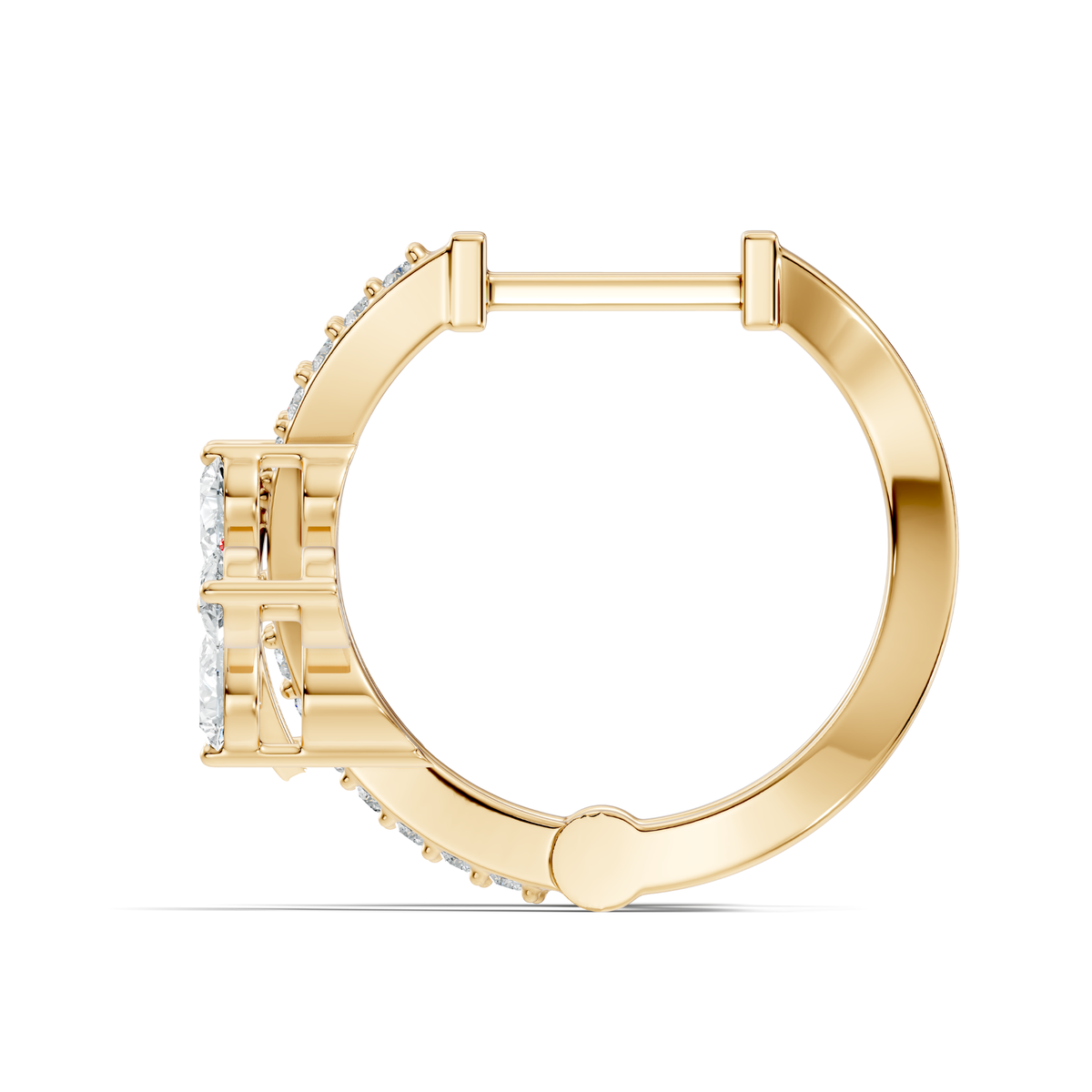 Pear and Round Cut Lab Grown Diamond Hinged Hoop Earring
