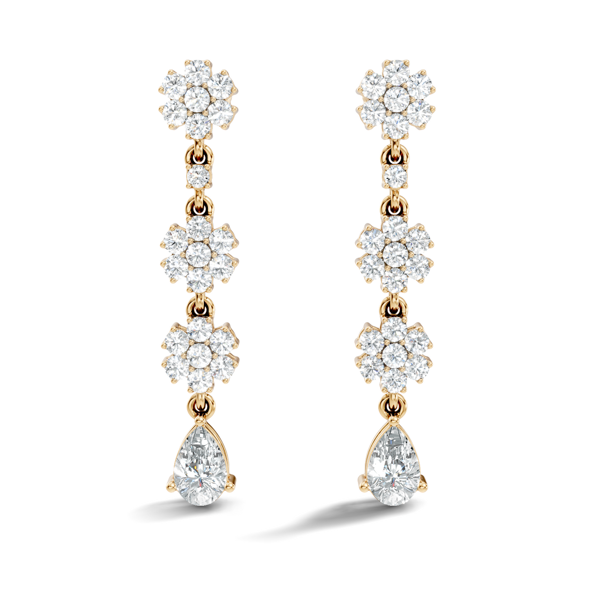 Pear Shape 2.54 Ct Round Cut Diamond Classic Prong Set Floral Drop Stud  Earring For Her - HIGHCARAT DIAMONDS