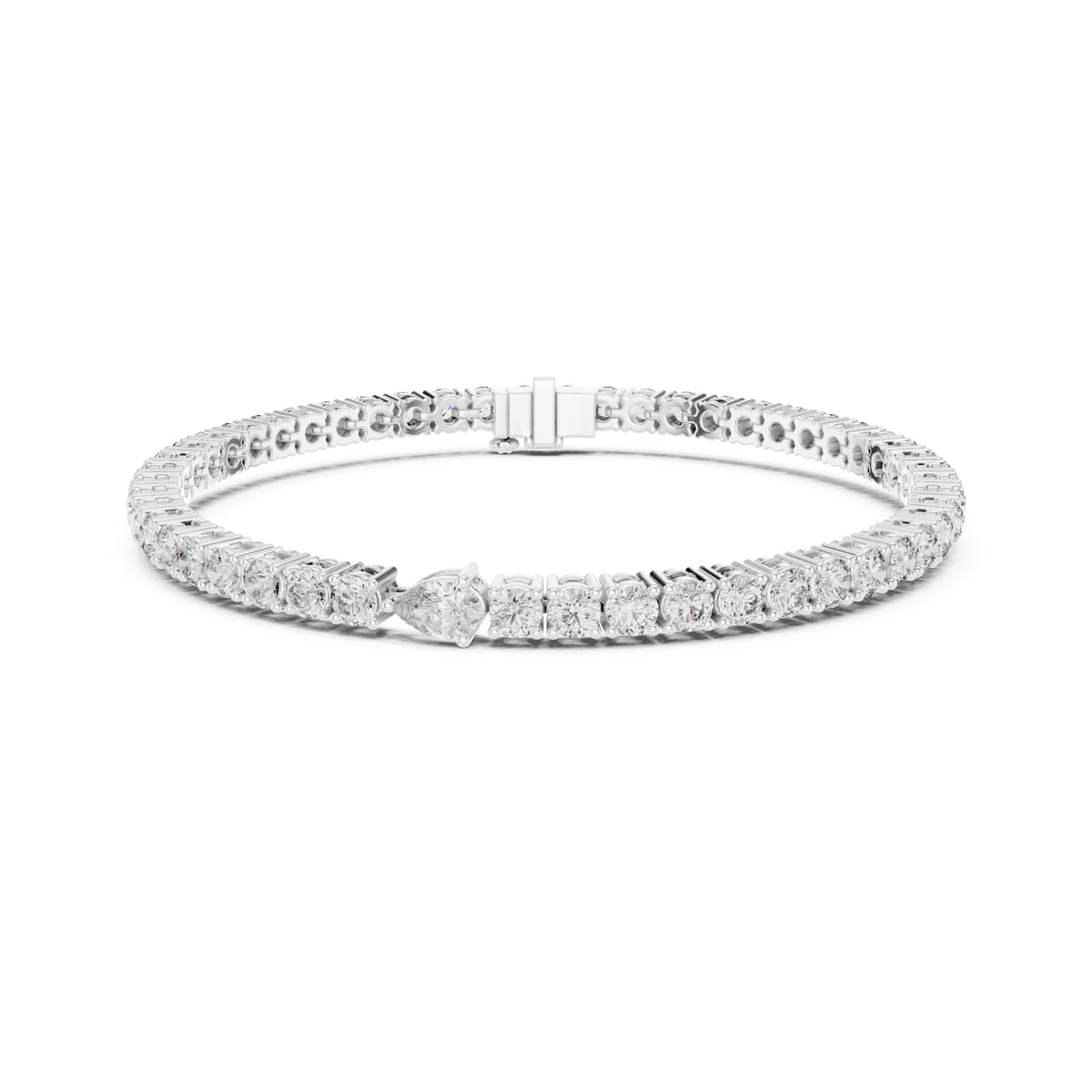 5.25Ct Pear and Round Cut Lab Grown Diamond Unique Delicate Cluster Statement Tennis Bracelet Gift For Her - HIGHCARAT DIAMONDS