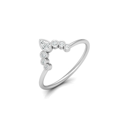 Pear and Round Diamond Cluster Bezel Set Band Ring In 14K gold Modern Design Perfect for Women's - HIGHCARAT DIAMONDS