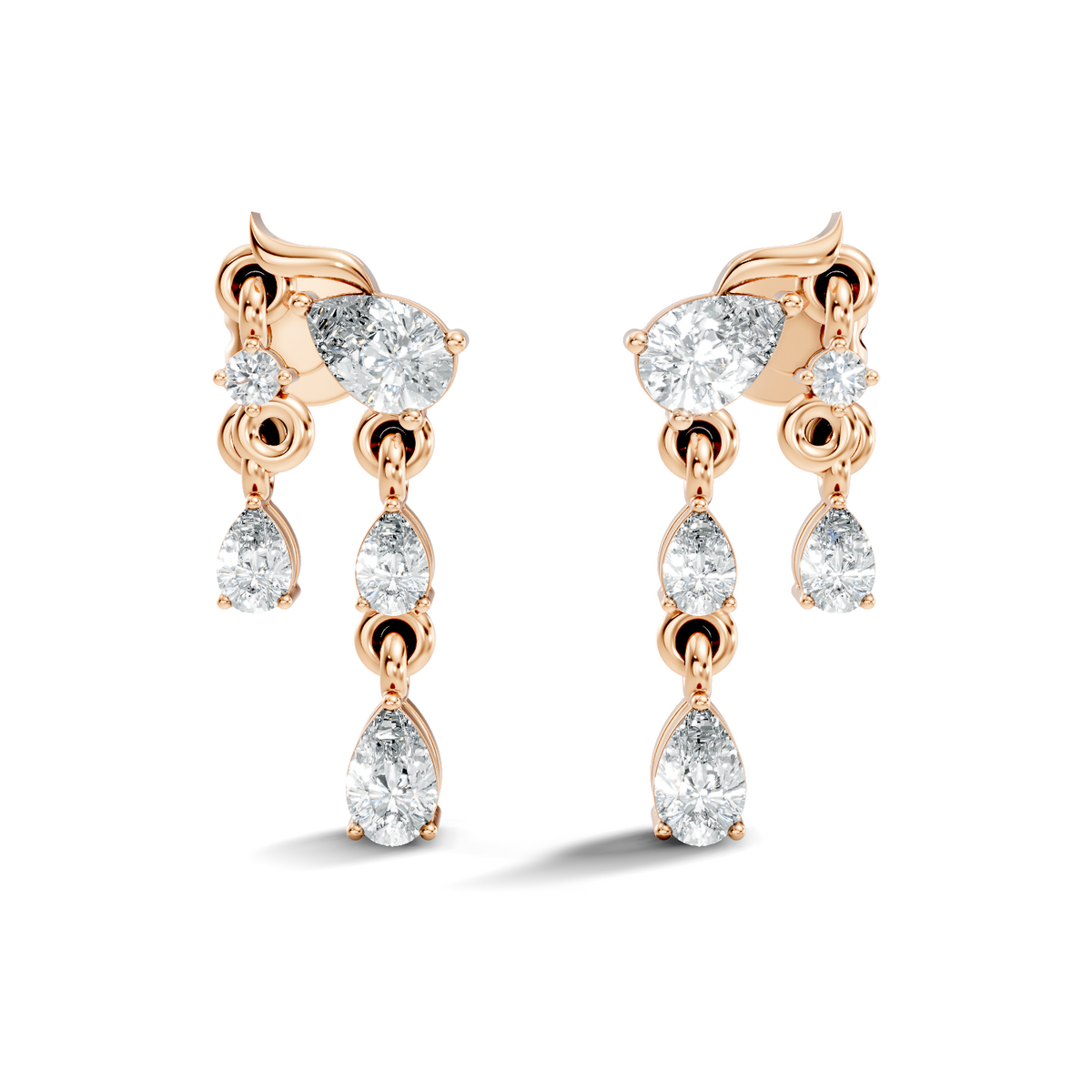 10k Solid White Gold Pear & Round Shape Diamond Earring Vintage Pear Drop Jewelry For Women - HIGHCARAT DIAMONDS