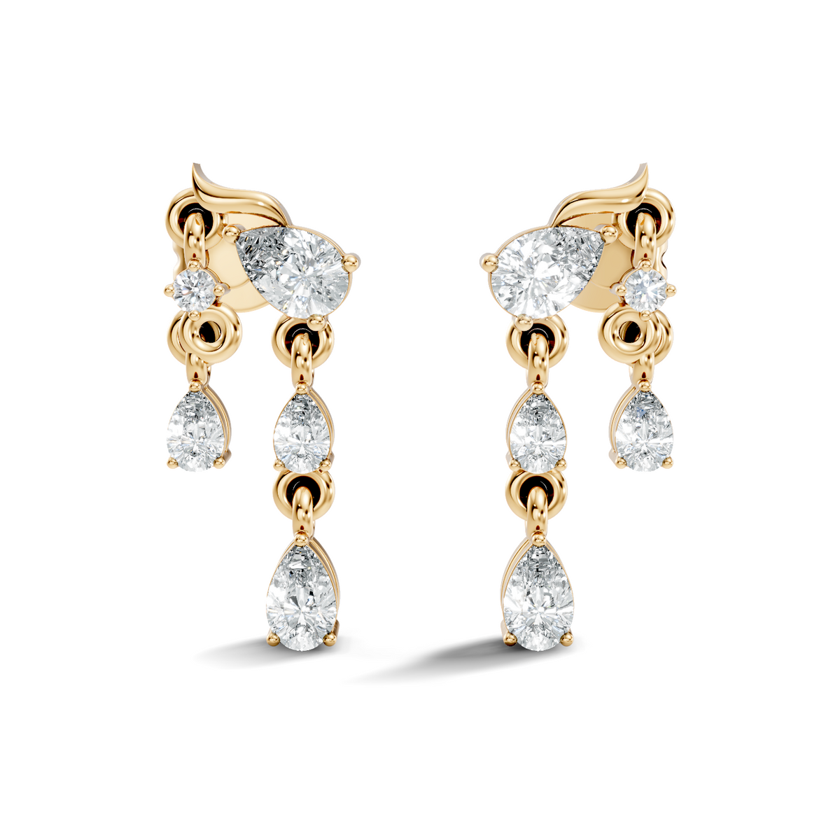 10k Solid White Gold Pear & Round Shape Diamond Earring Vintage Pear Drop Jewelry For Women - HIGHCARAT DIAMONDS