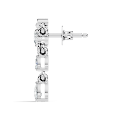 10k Solid White Gold Pear & Round Shape Diamond Earring Vintage Pear Drop Jewelry For Women - HIGHCARAT DIAMONDS