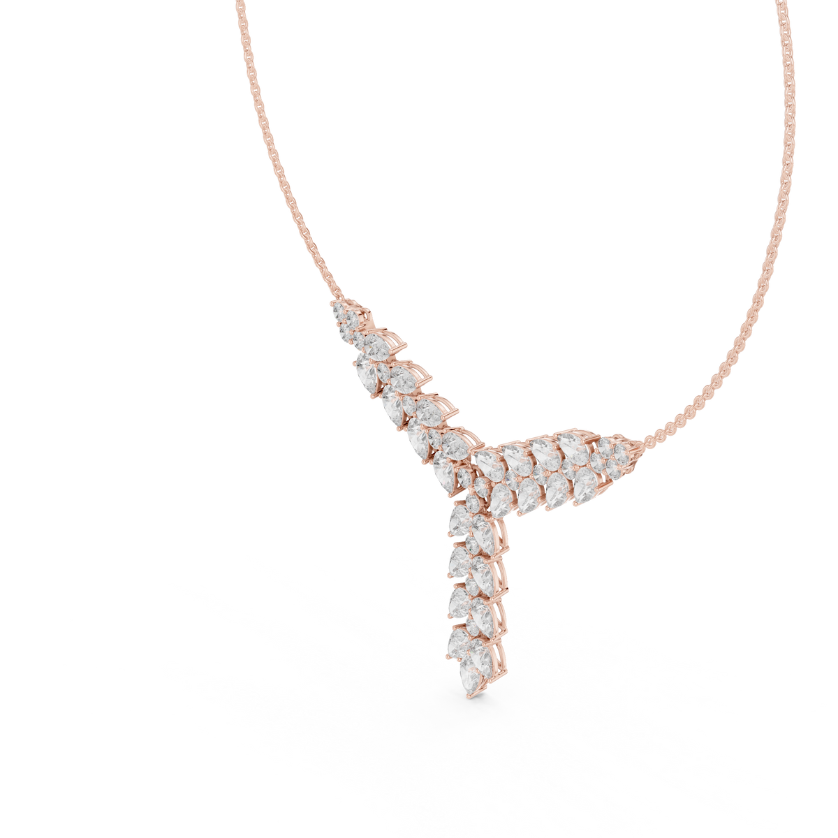 14.70 Ct 10k Solid White Gold Pear & Round Natural Diamond Graduation Necklace Fantastic Gift For her - HIGHCARAT DIAMONDS