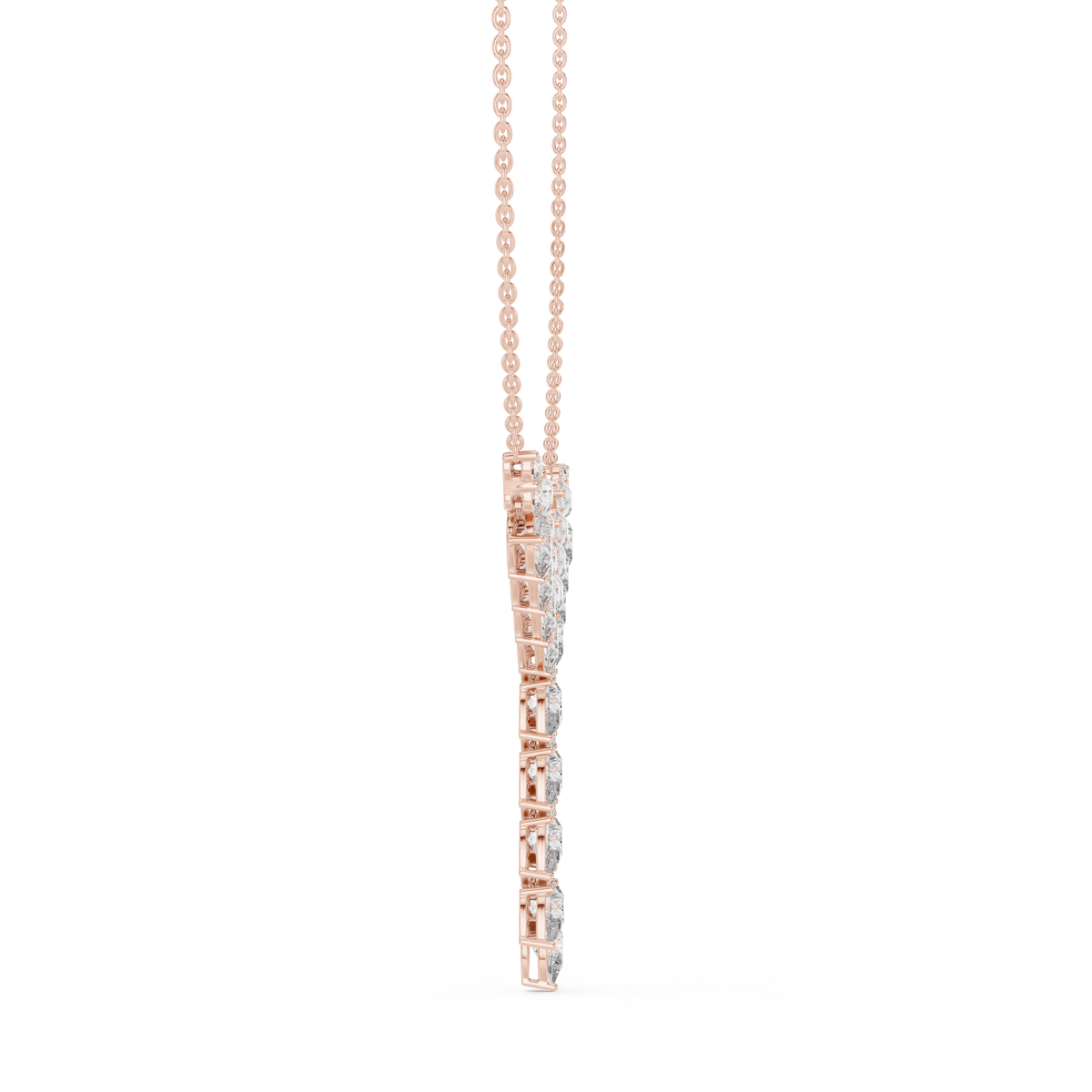 14.70 Ct 10k Solid White Gold Pear & Round Natural Diamond Graduation Necklace Fantastic Gift For her - HIGHCARAT DIAMONDS