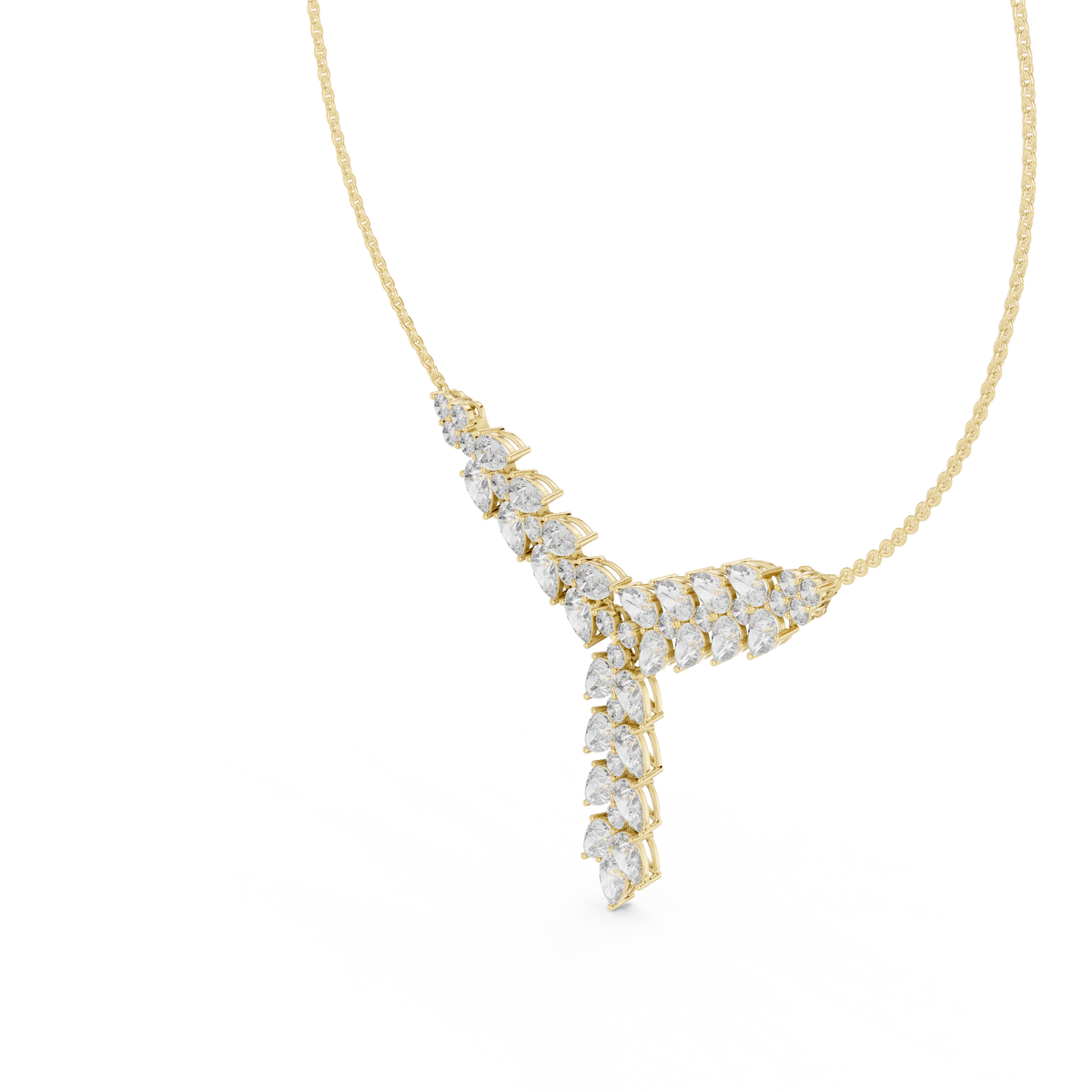 14.70 Ct 10k Solid White Gold Pear & Round Natural Diamond Graduation Necklace Fantastic Gift For her - HIGHCARAT DIAMONDS