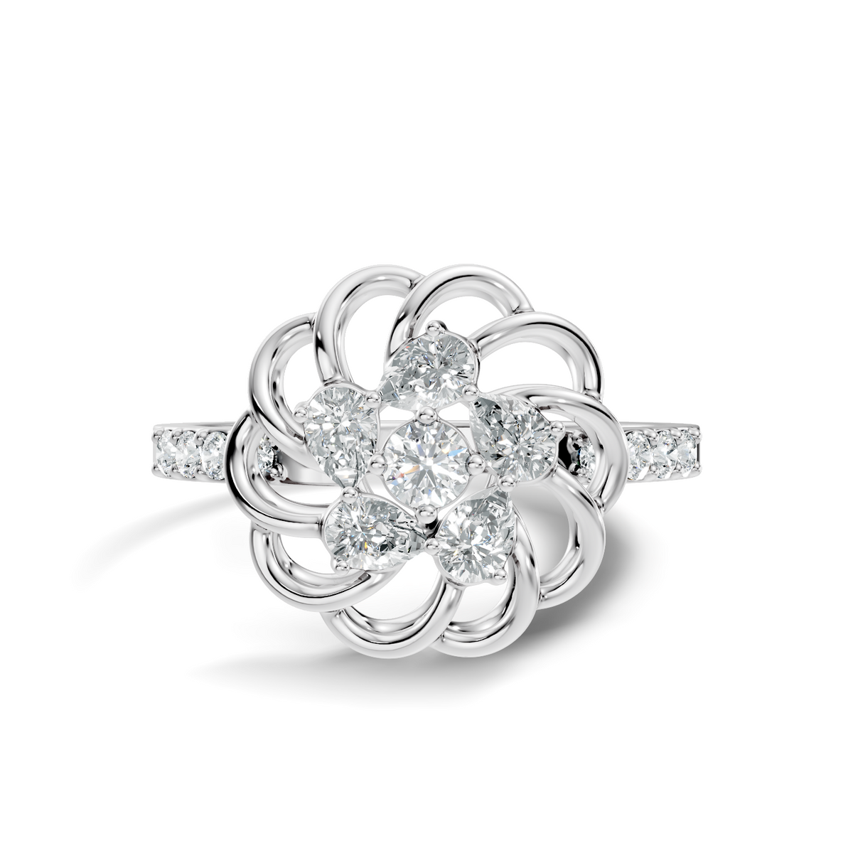 Vintage Pear and Round Cut Lab Grown & Natural Diamond Flower Shape Dainty Minimalist Wedding Ring For Her - HIGHCARAT DIAMONDS