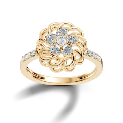 Vintage Pear and Round Cut Lab Grown & Natural Diamond Flower Shape Dainty Minimalist Wedding Ring For Her - HIGHCARAT DIAMONDS