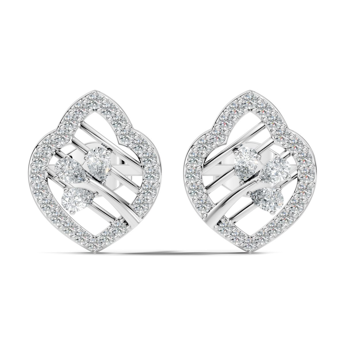 Elegant Pear Lab-Grown Diamond Stud Earrings Colorless Round Diamonds For Her - HIGHCARAT DIAMONDS