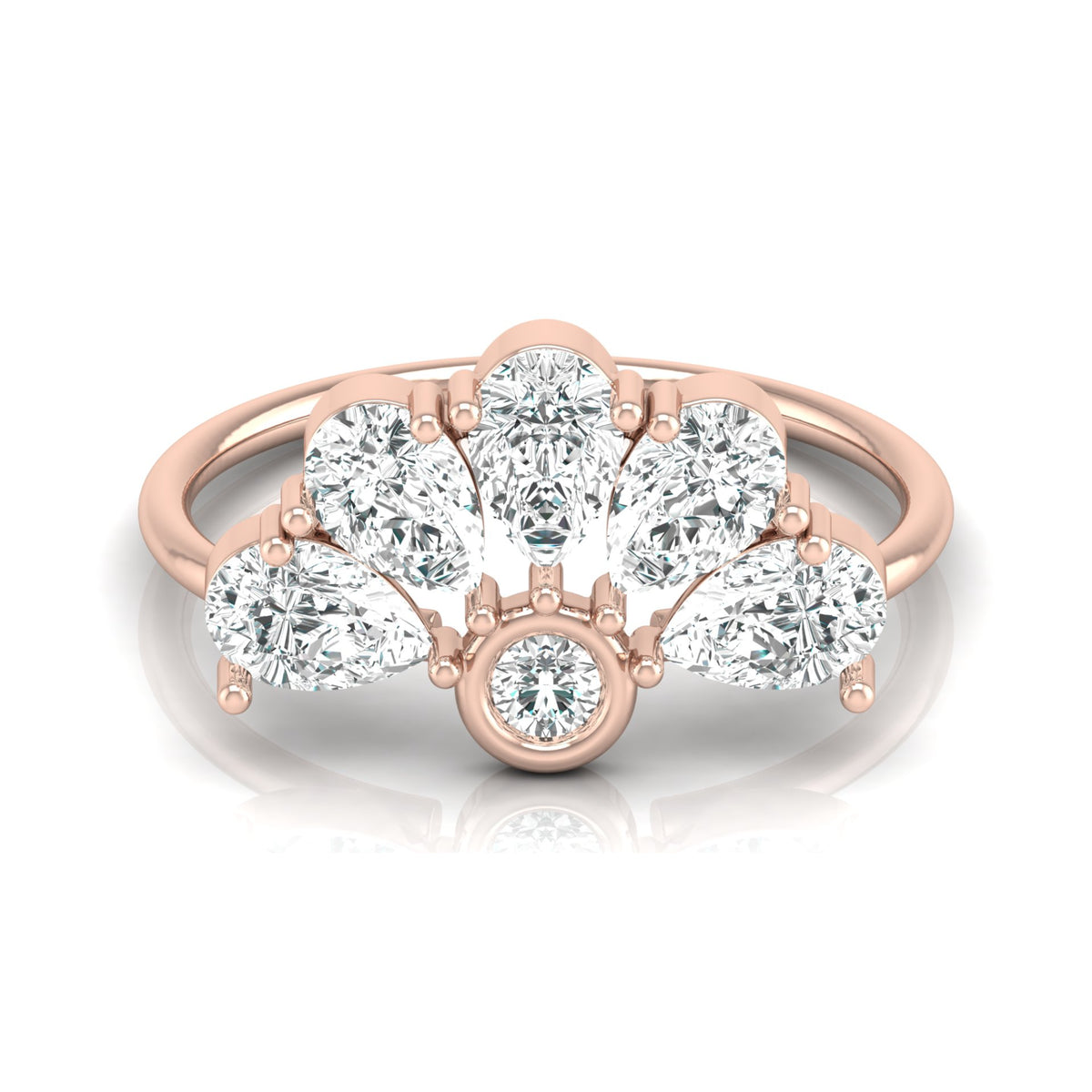Pear and Round Shaped Diamond Cluster Ring in 14KT Gold Lab-Grown Timeless Style - HIGHCARAT DIAMONDS