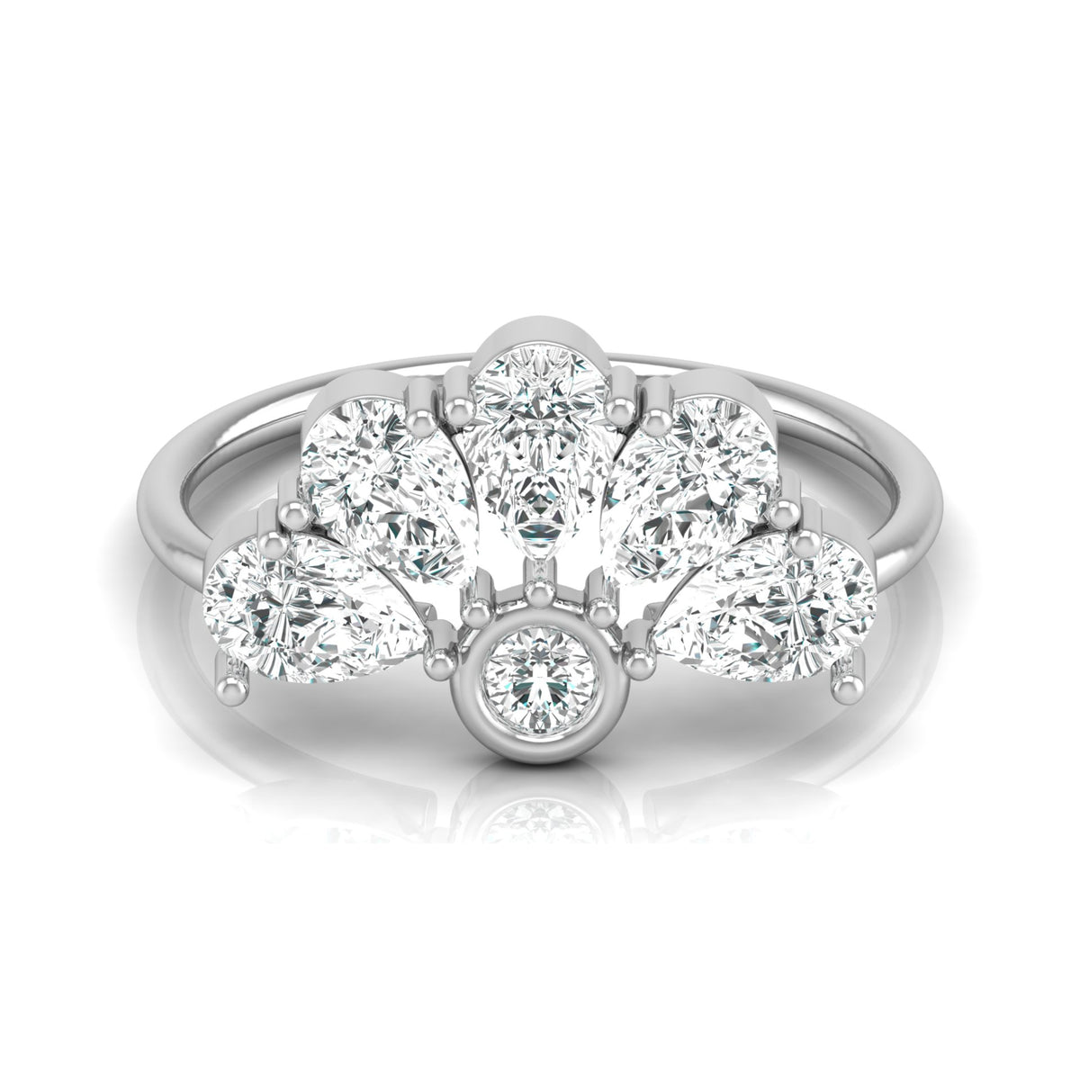Pear and Round Shaped Diamond Cluster Ring in 14KT Gold Lab-Grown Timeless Style - HIGHCARAT DIAMONDS