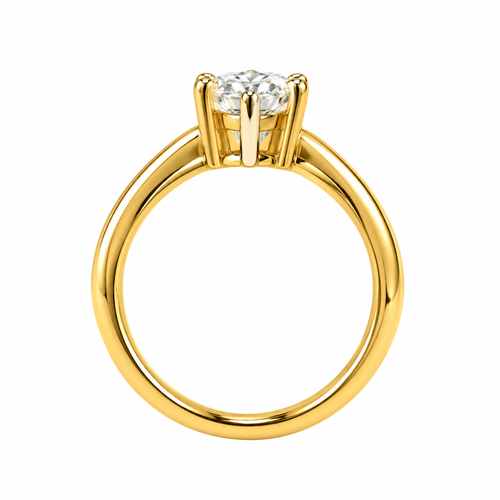 Solitaire Yellow Gold Pear Step Cut Lab Grown Diamond Ring