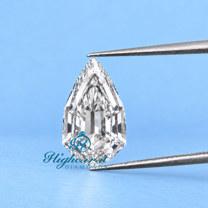 Detailed antique pear step cut diamond