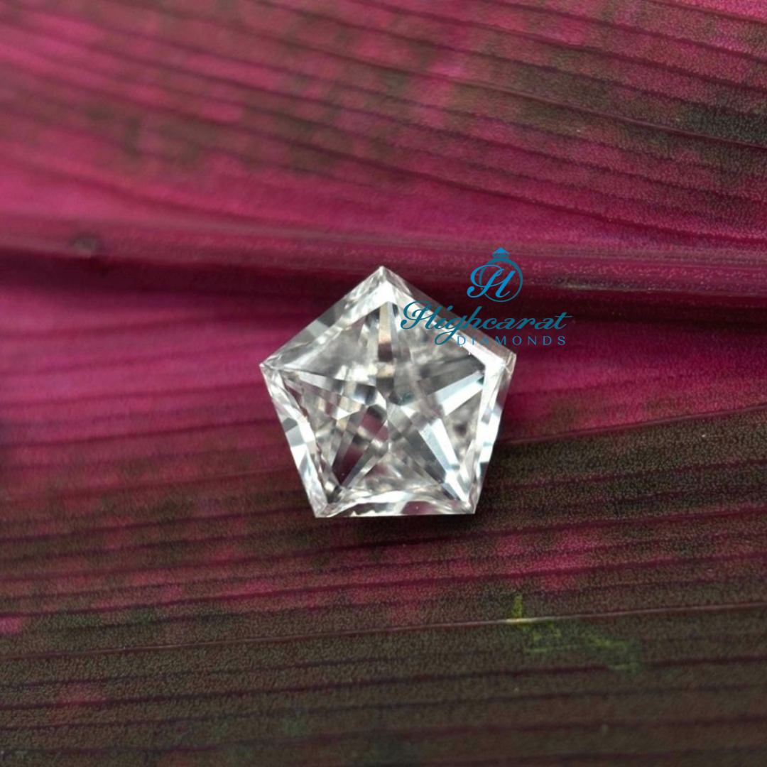 Precision Cut Pentagon Diamond featuring layered step facets and geometric structure