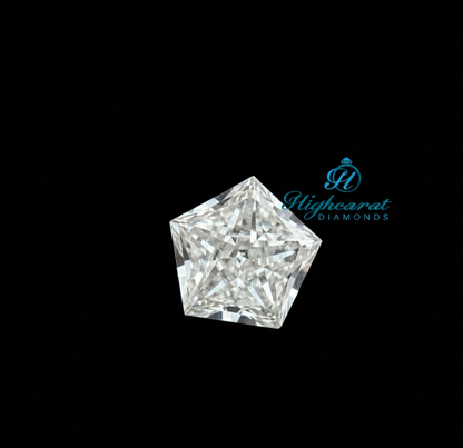 Pentagon Shape Step Cut Lab Grown Diamond featuring structured geometry and mirror like faceting