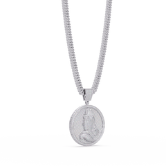 Praying Hands Lab Grown Diamond Medallion Pendant Necklace - HIGHCARAT DIAMONDS