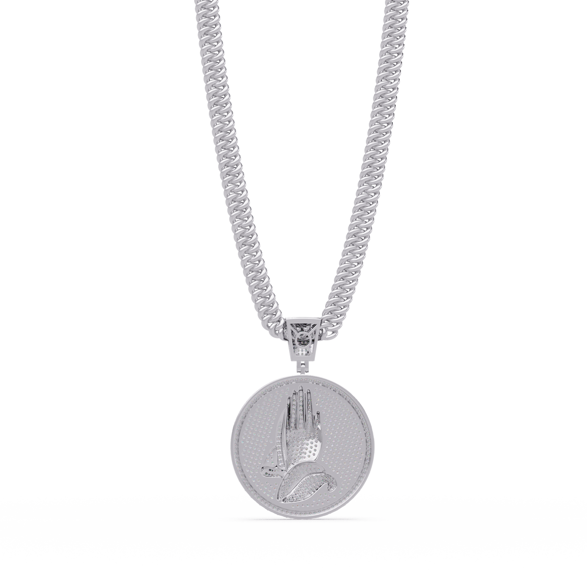 Praying Hands Lab Grown Diamond Medallion Pendant Necklace - HIGHCARAT DIAMONDS