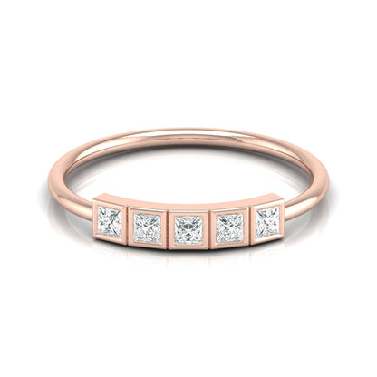 Princess Cut 5 Stone Diamond Wedding Ring Budget Friendly Band Ring In Natural Or Labgerown - HIGHCARAT DIAMONDS