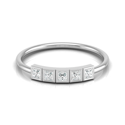 Princess Cut 5 Stone Diamond Wedding Ring Budget Friendly Band Ring In Natural Or Labgerown - HIGHCARAT DIAMONDS