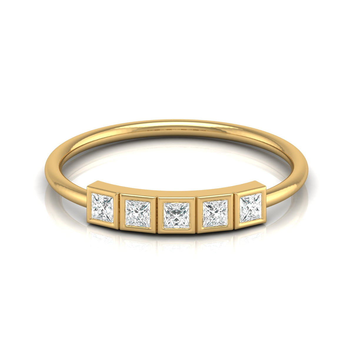 Princess Cut 5 Stone Diamond Wedding Ring Budget Friendly Band Ring In Natural Or Labgerown - HIGHCARAT DIAMONDS